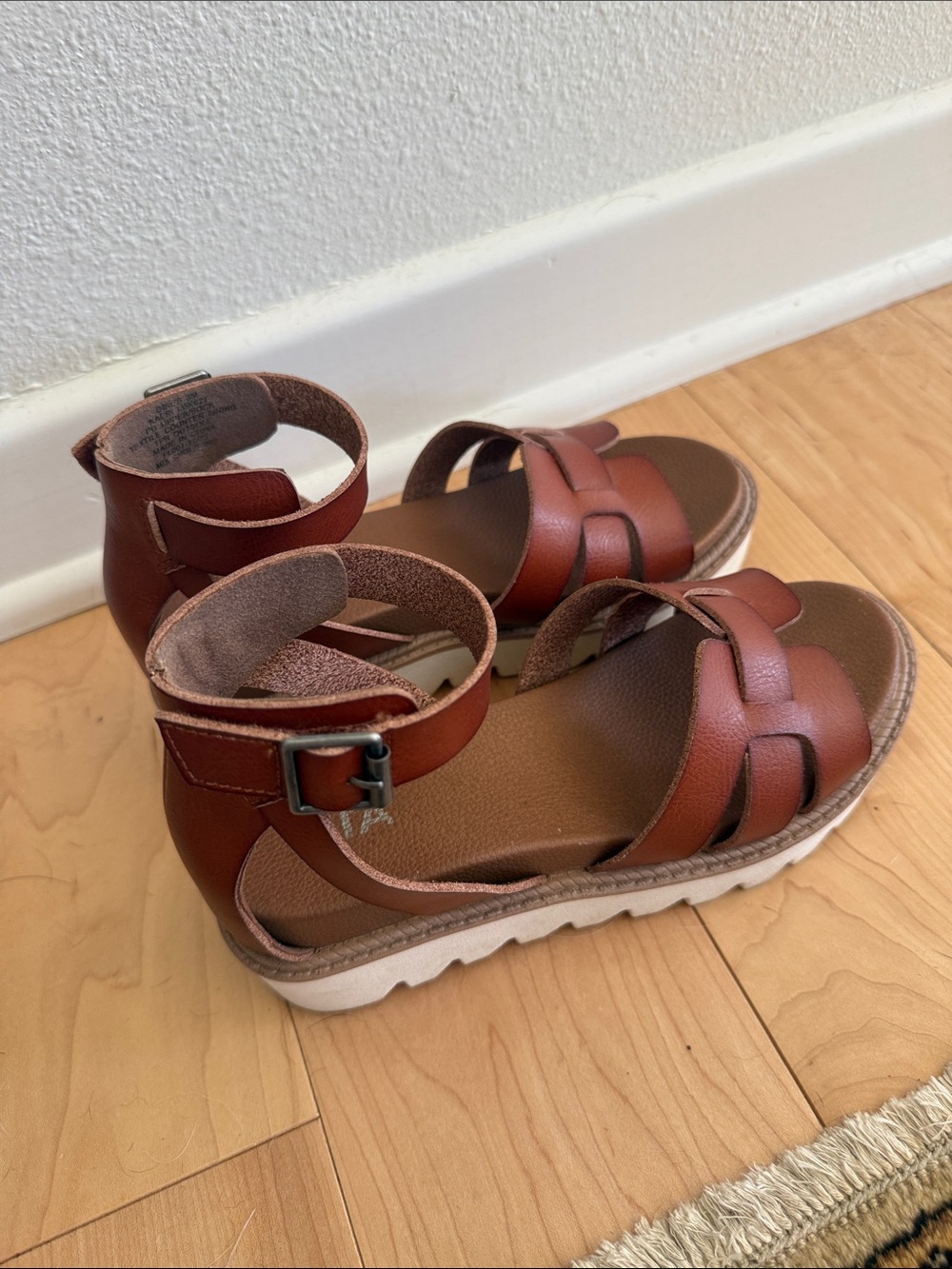 MIA Girls Brown Strappy Ankle Buckle Sandals